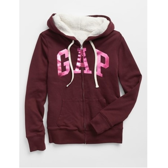 GAP | Jackets & Coats | Gap Foil Logo Sherpa Lined Hoodie | Poshmark